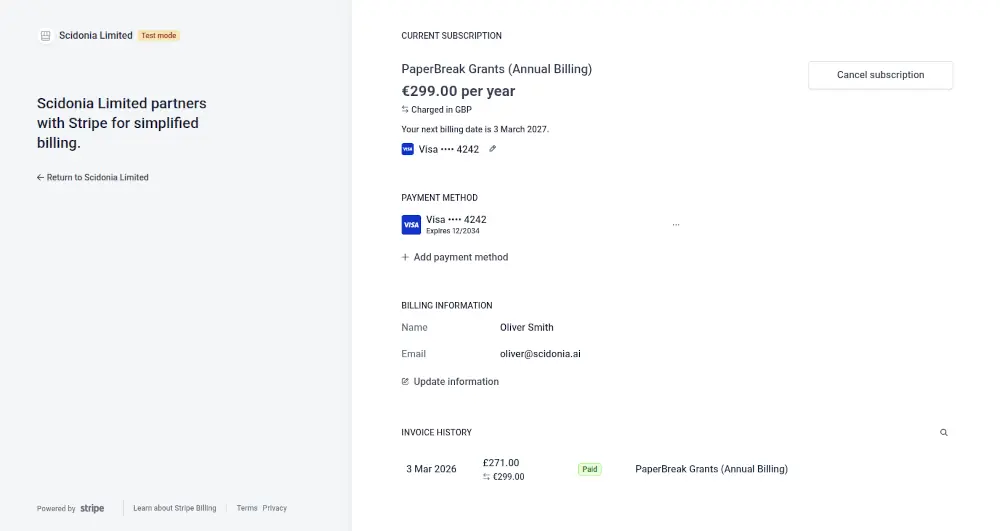 Stripe Billing Portal